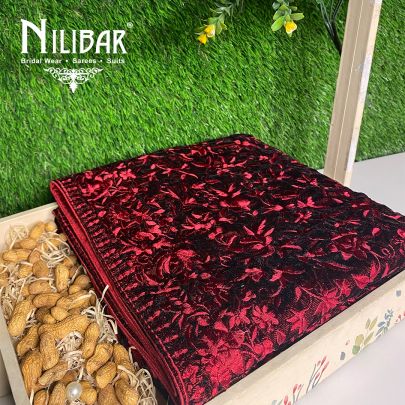 Ruby Maroon Velvet Dupatta's