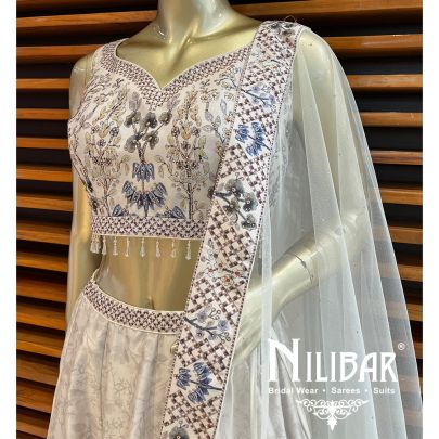White Silk Casual Lehenga