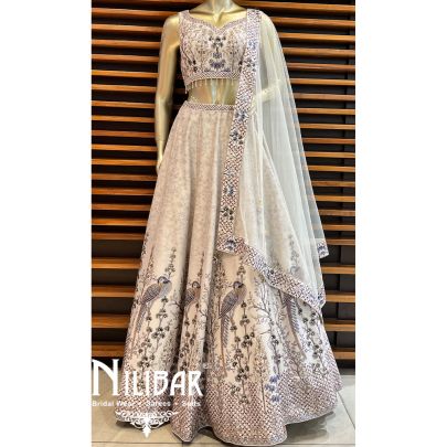 White Silk Casual Lehenga