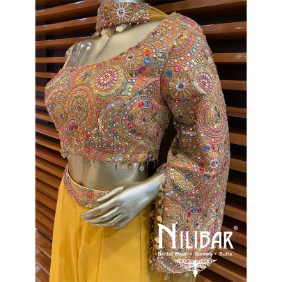 Yellow Georgette Palazzo Suit