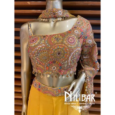 Yellow Georgette Palazzo Suit