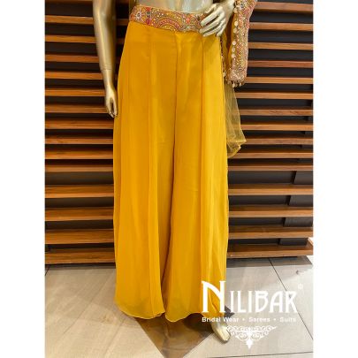 Yellow Georgette Palazzo Suit