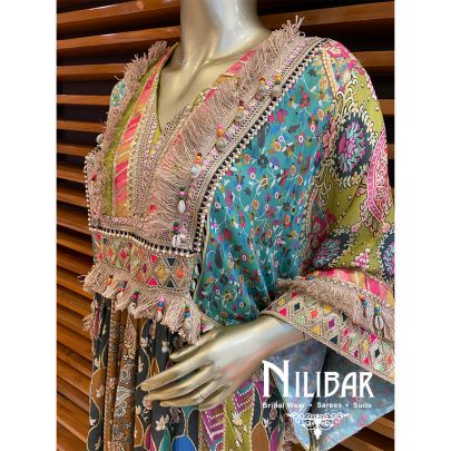 Multicolor Satin Palazzo Suit