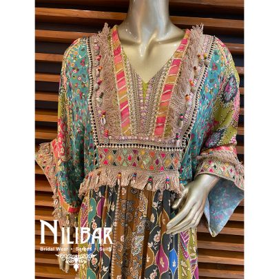 Multicolor Satin Palazzo Suit
