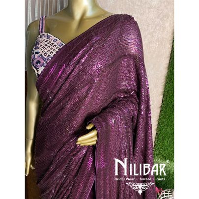 Purple Georgette Saree