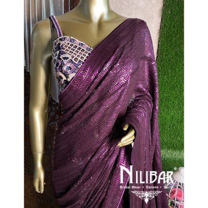 Purple Georgette Saree