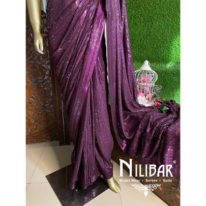 Purple Georgette Saree