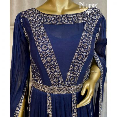 Cobalt Blue Chinon Gown