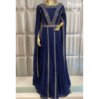 Cobalt Blue Chinon Gown