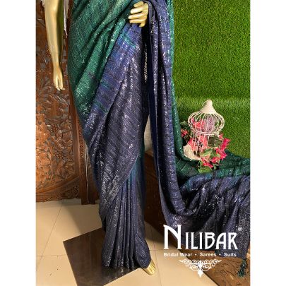 Navyblue/Green Georgette Saree