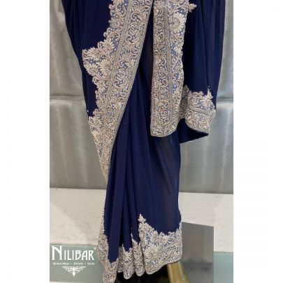 Presidential Blue Georgette Saree