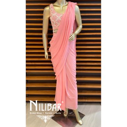 Pink Georgette Drape Sari