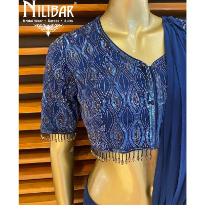 Blue Georgette Drape Sari