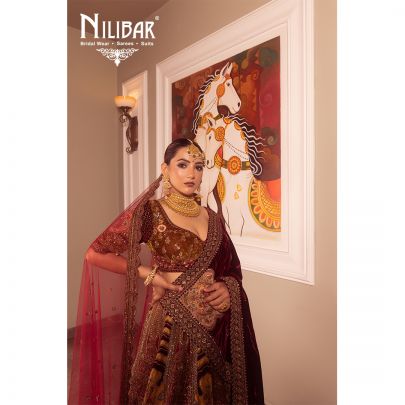 Multi Color Velvet Bridal Lehenga