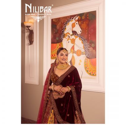 Multi Color Velvet Bridal Lehenga