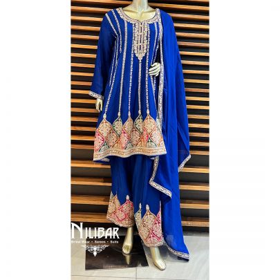 Royal Blue Silk Suit