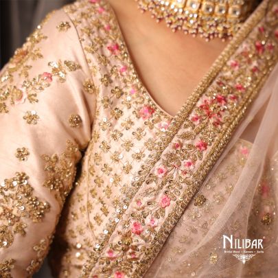 Pastel Peach Raw Silk Lehenga