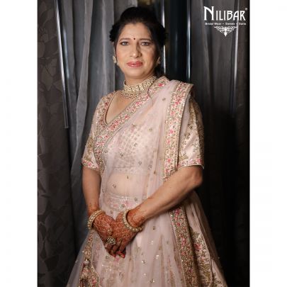 Pastel Peach Raw Silk Lehenga