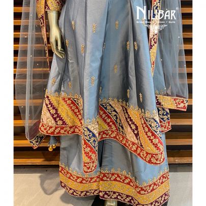 Dolphin Grey Silk Palazzo Suit