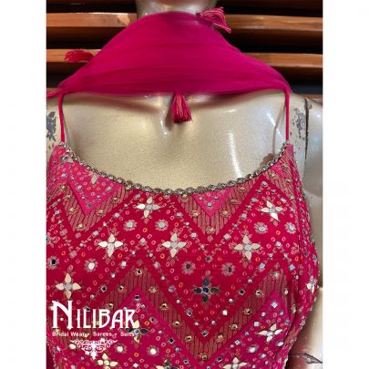Hot Pink With Contrast Pastel Pink Silk Suit