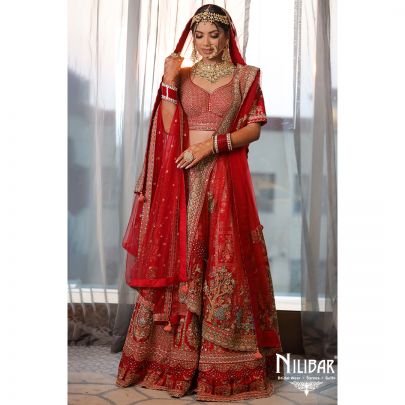 Red Bridal Silk Lehenga Set