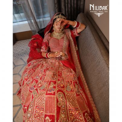 Red Bridal Silk Lehenga Set