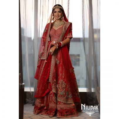 Red Bridal Silk Lehenga Set