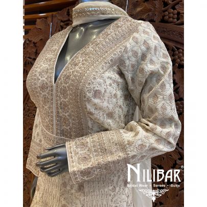 Cream Silk Anarkali