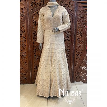 Cream Silk Anarkali