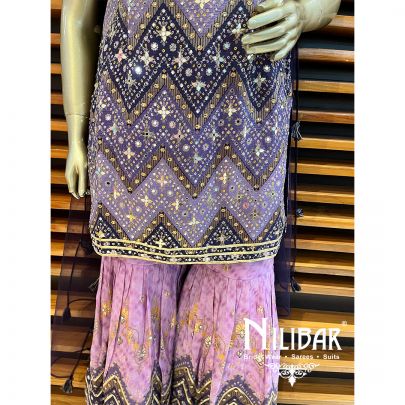 Lavender With Contrast Mauve Silk Suit