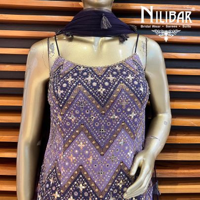 Lavender With Contrast Mauve Silk Suit