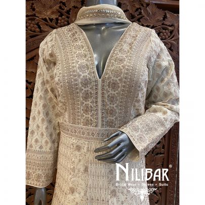 Cream Silk Anarkali