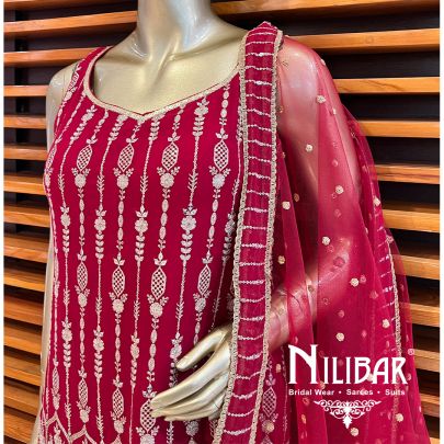 Maroon Georgette Sharara Suit