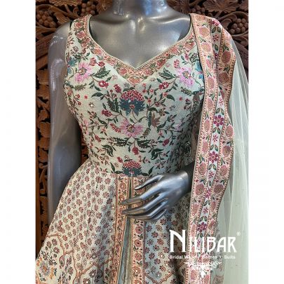 Green Silk Sequin Anarkali