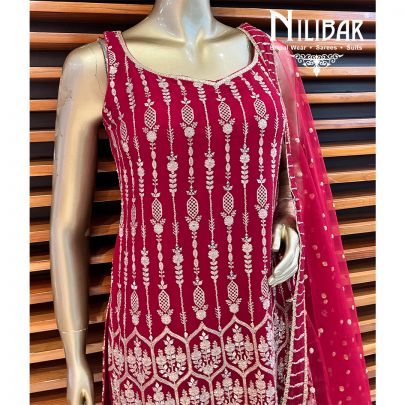 Maroon Georgette Sharara Suit