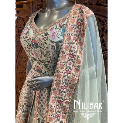 Green Silk Sequin Anarkali