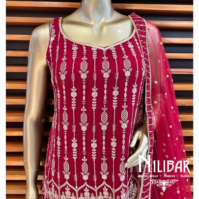 Maroon Georgette Sharara Suit