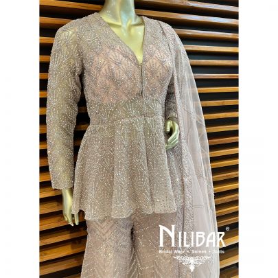 Pastel Pink Net Garara Suit