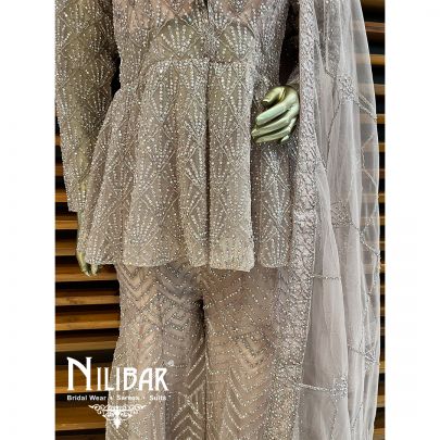 Pastel Pink Net Garara Suit