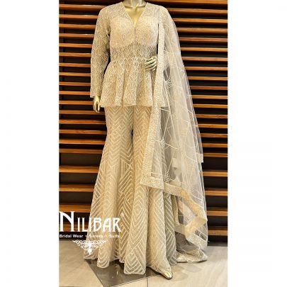 White Net Garara Suit