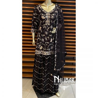 Black Silk Palazzo Suit