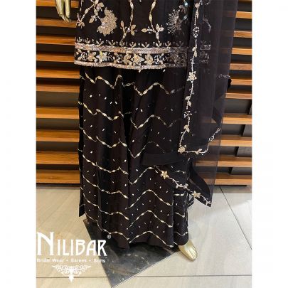 Black Silk Palazzo Suit