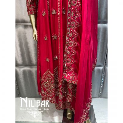 Bright Pink Silk Organza Anarkali