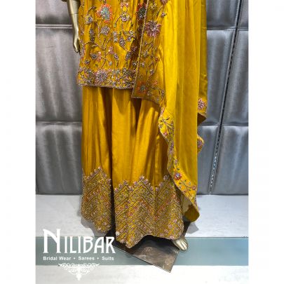 Honey Yellow Silk Organza Palazzo