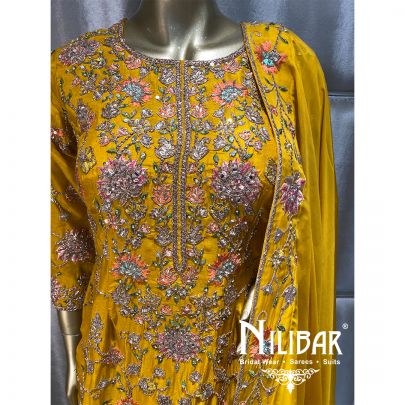 Honey Yellow Silk Organza Palazzo