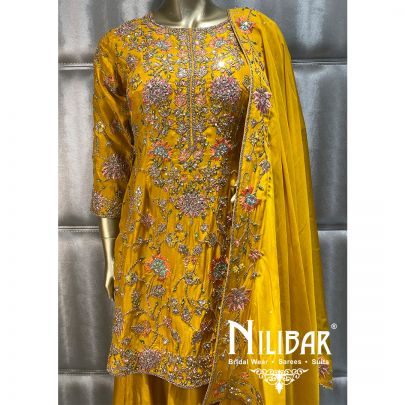 Honey Yellow Silk Organza Palazzo