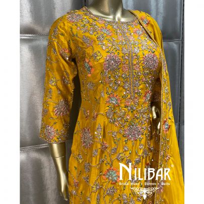 Honey Yellow Silk Organza Palazzo