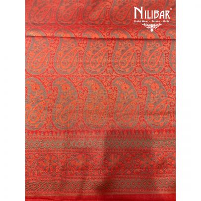 Red & Pistachio Silk Saree With Detailed Boarder