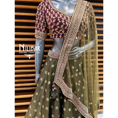 Mehandi & Falsa Silk Bridal Lehenga