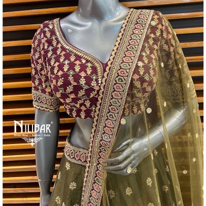 Mehandi & Falsa Silk Bridal Lehenga